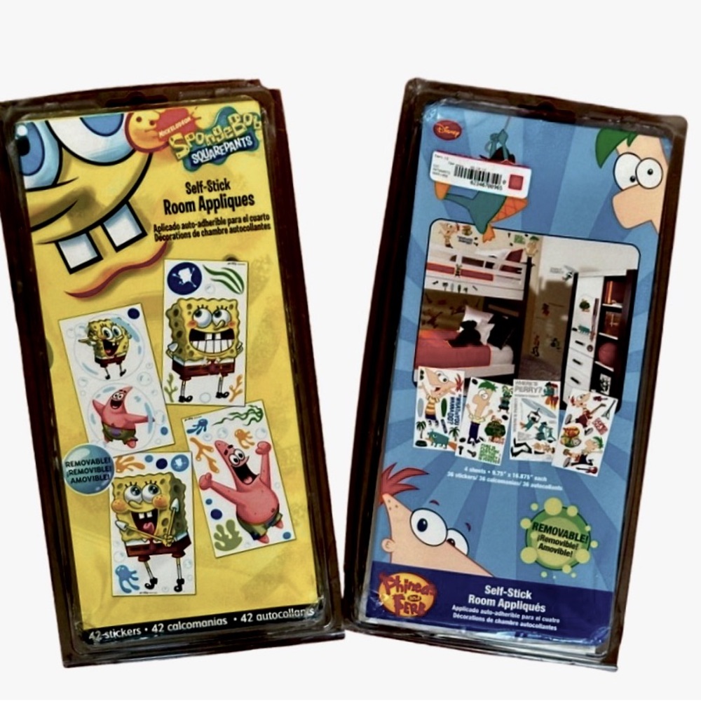 Retro Phineas and Ferb & SpongeBob Squarepants Self Stick Room Appliques